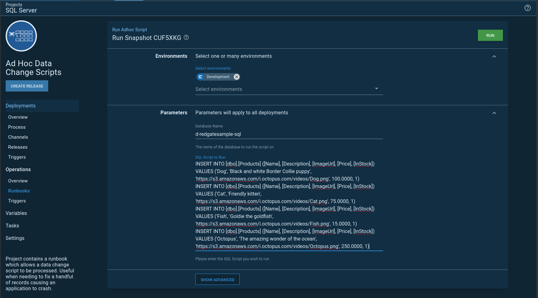 Adhoc data changes only