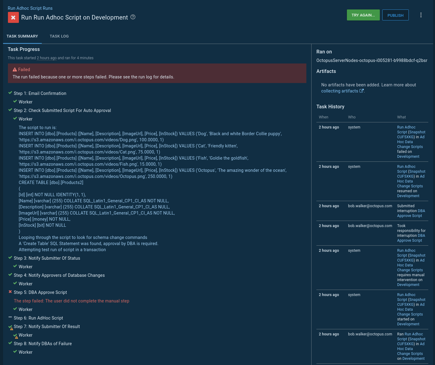 Adhoc reject scripts