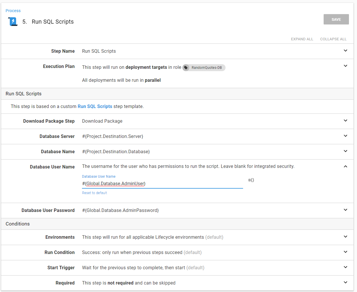 Adhoc octopus run database package run scripts