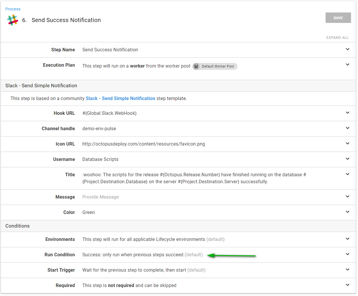 Adhoc octopus run database package success notification