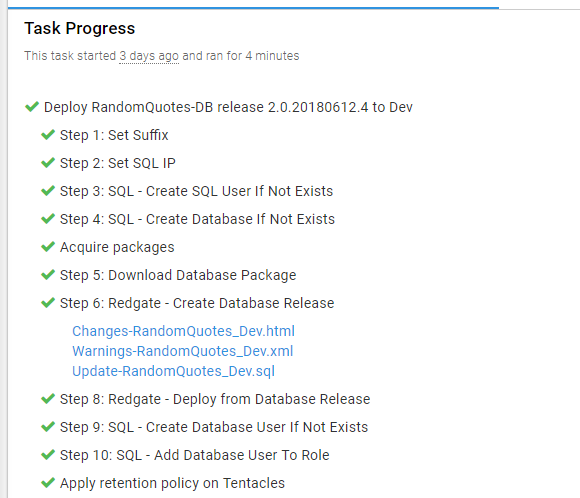 Database artifacts