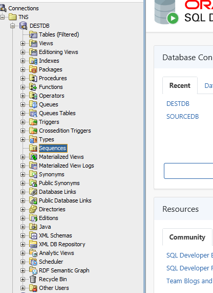 Oracle dest db empty