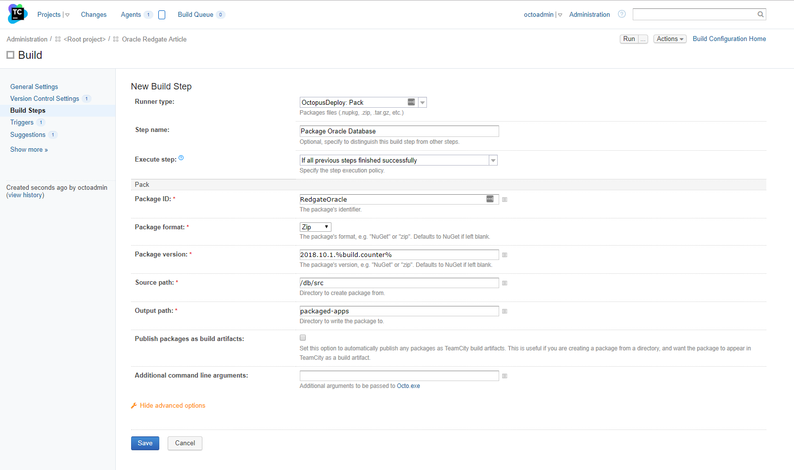 Teamcity package oracle db