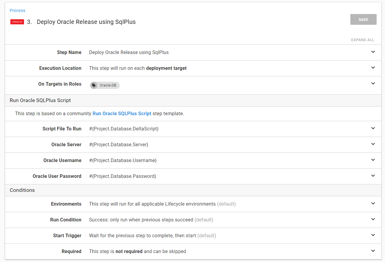 Octopus deploy release using sqlplus