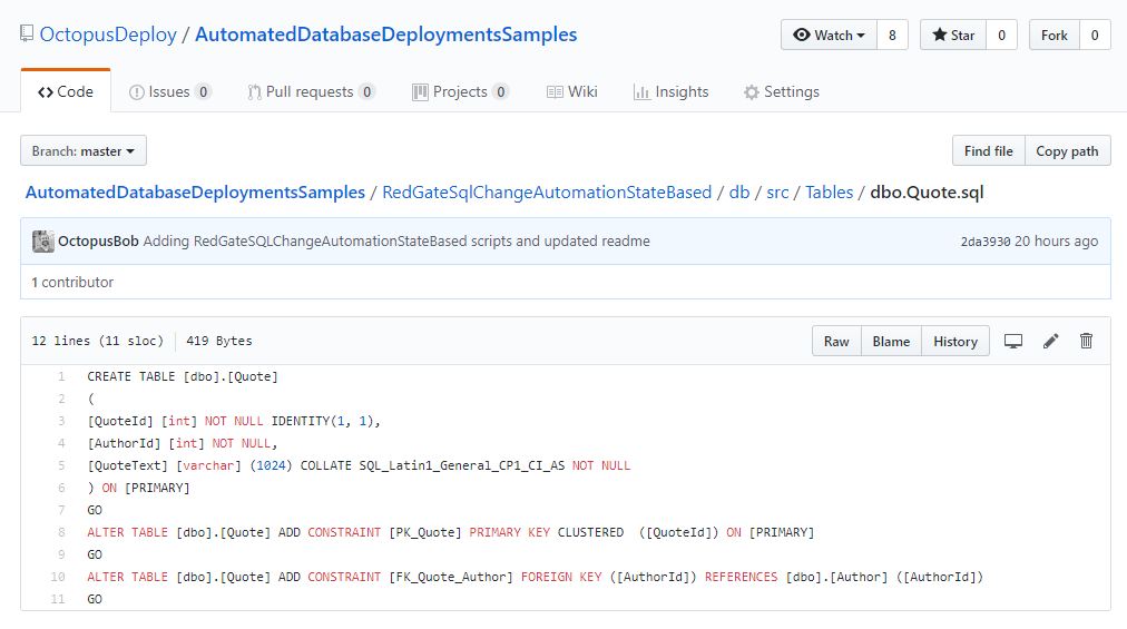 Github database quote table