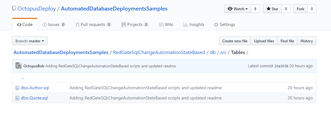 Github tables to be created