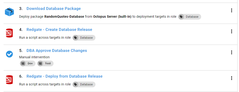 Octopus database required steps