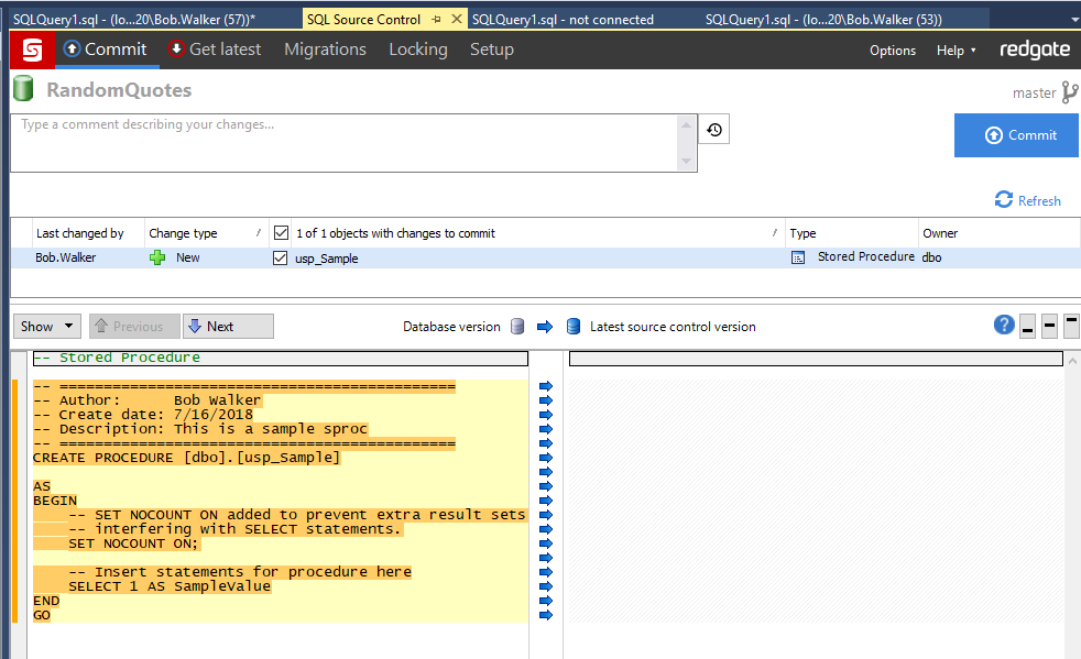 Ssms sample commit