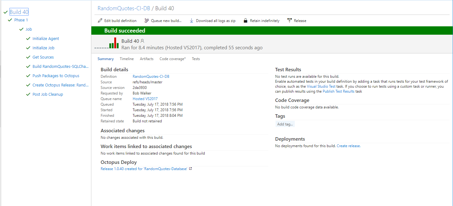 Vsts build first time