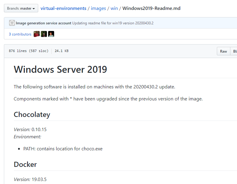 Installed apps windows github action runner