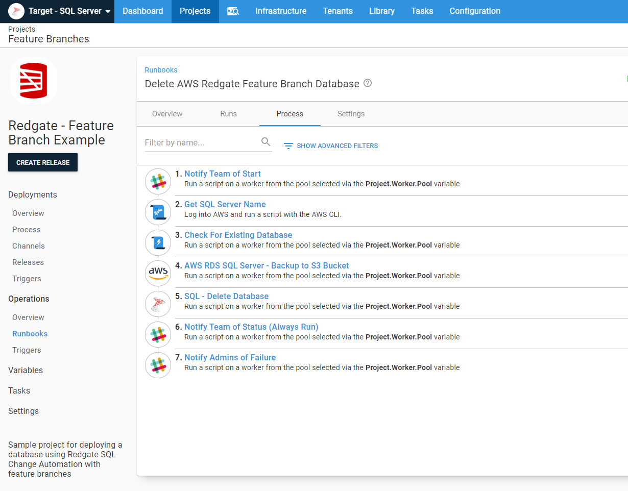 Delete feature branch database