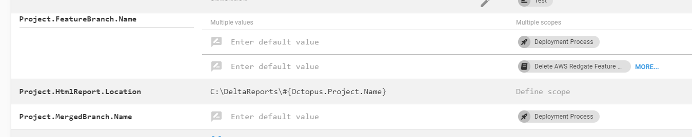 Feature branch prompted variables