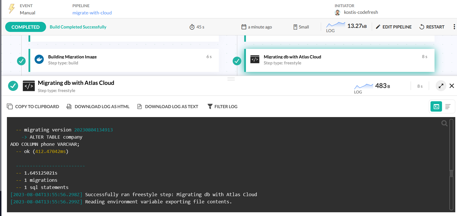 Database migration with Atlas Cloud