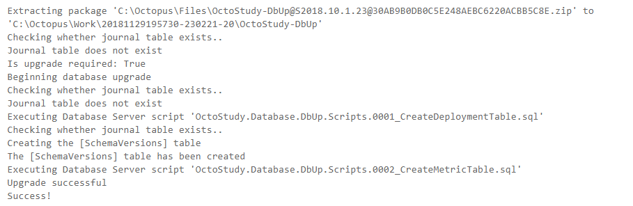 Dbup output