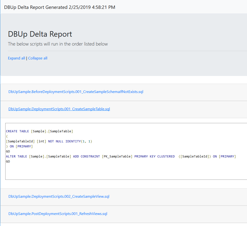 Dbup samplecodereport