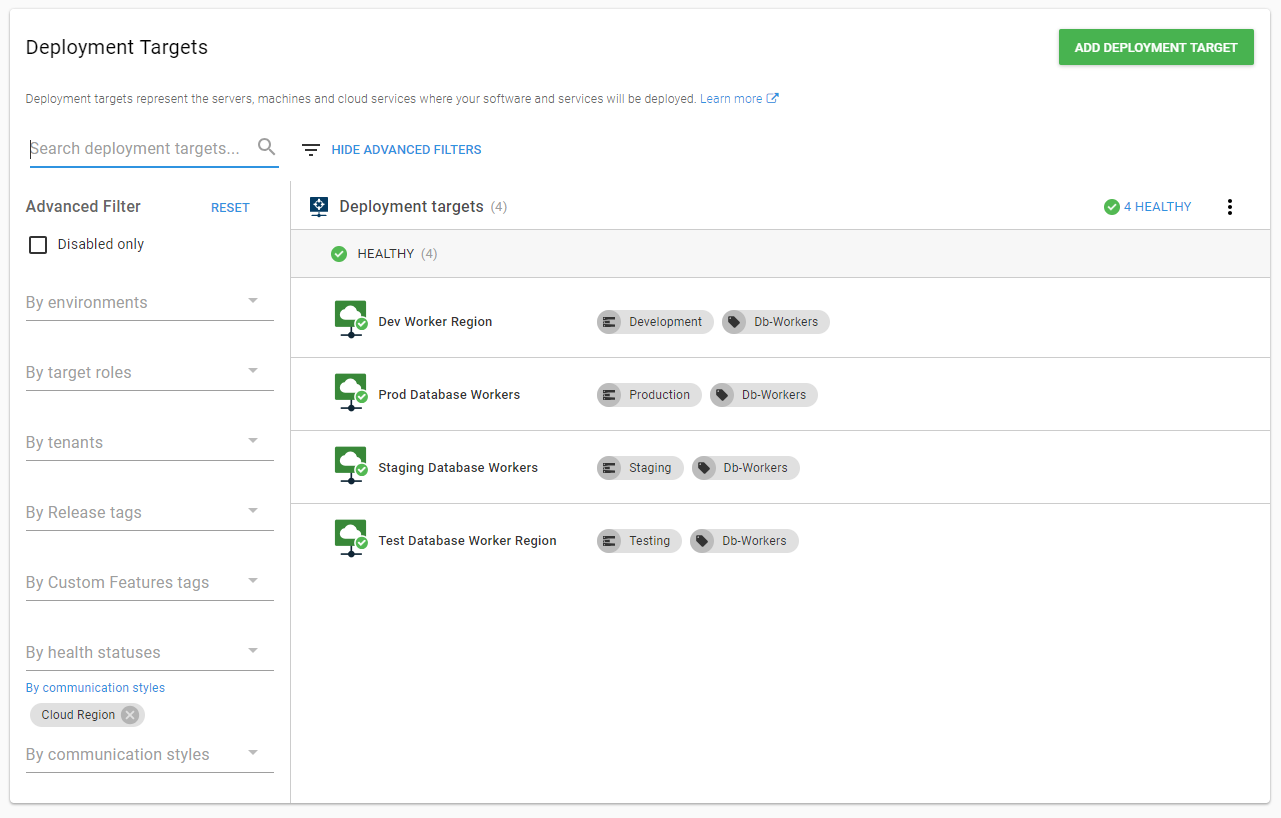 Octopusdeploy environmentcloudregions