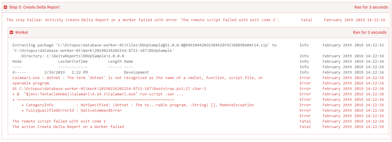 Octopusdeploy missingdotnetcore