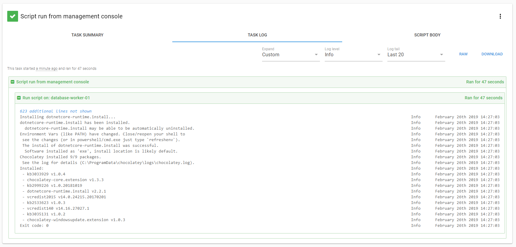 Octopusdeploy scriptconsolesuccess