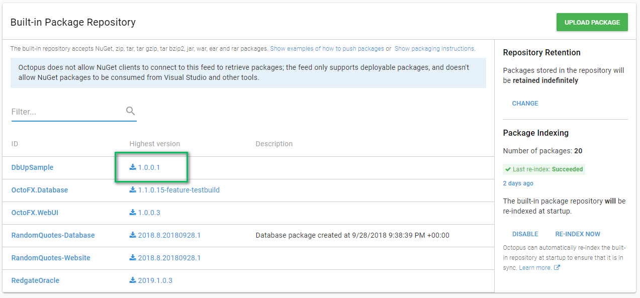 Octopusdeploy uploadedpackage