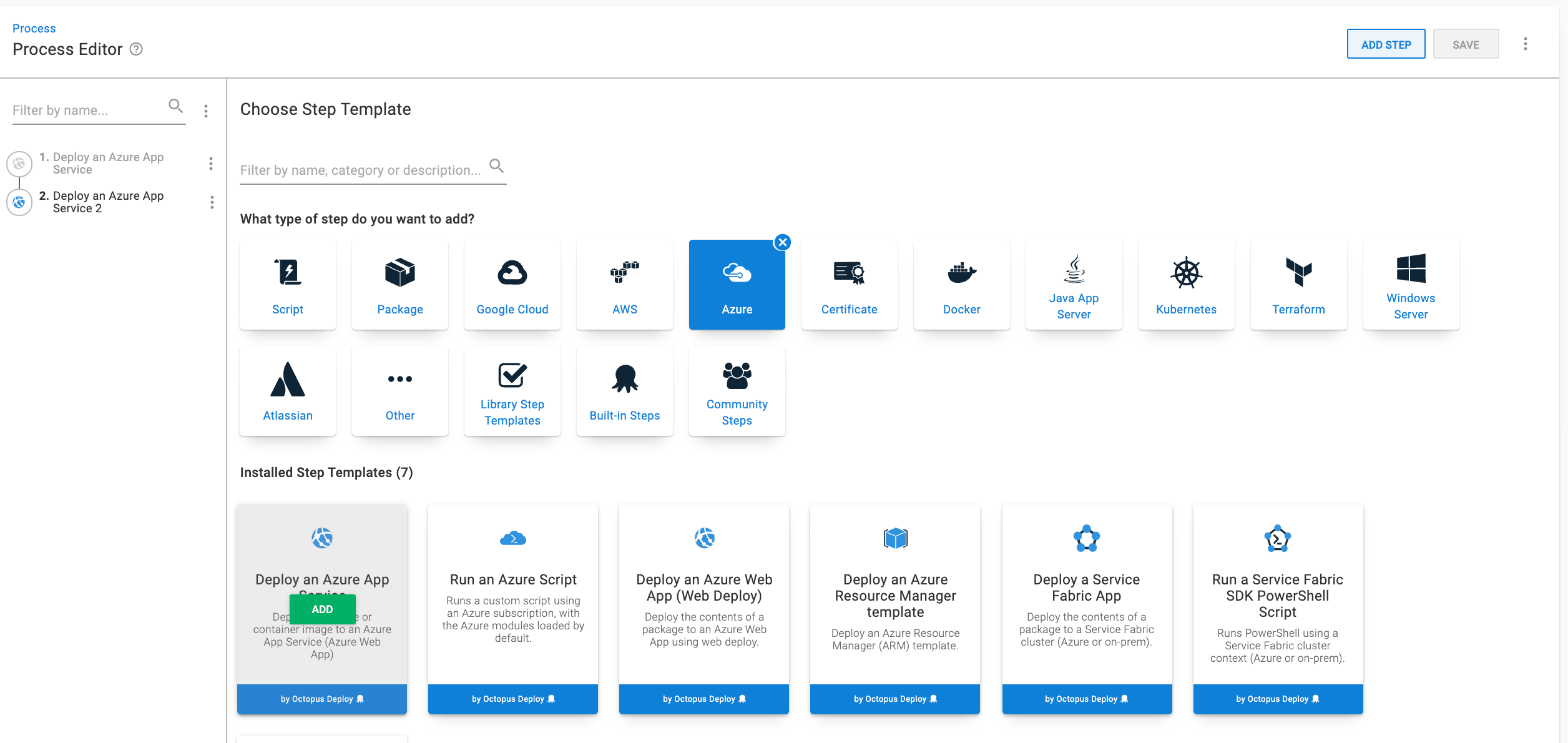 Octopus Azure deploy step