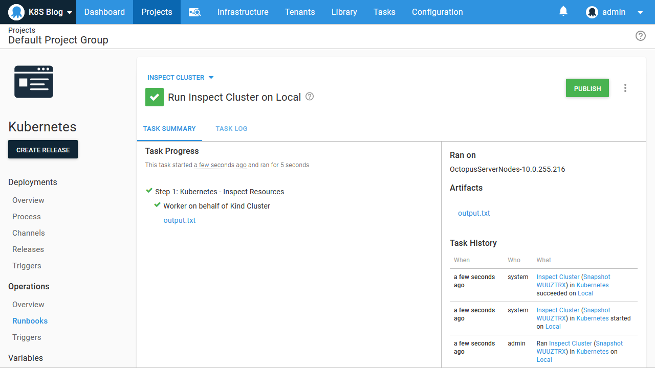 Get deployments log