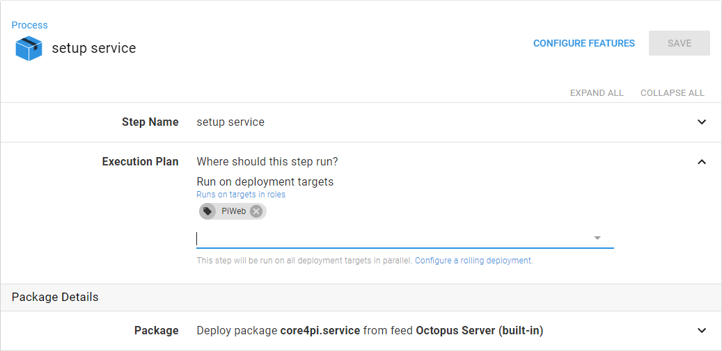 Service installation step