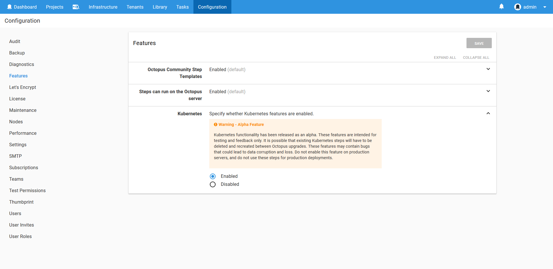 Kubernetes enable steps