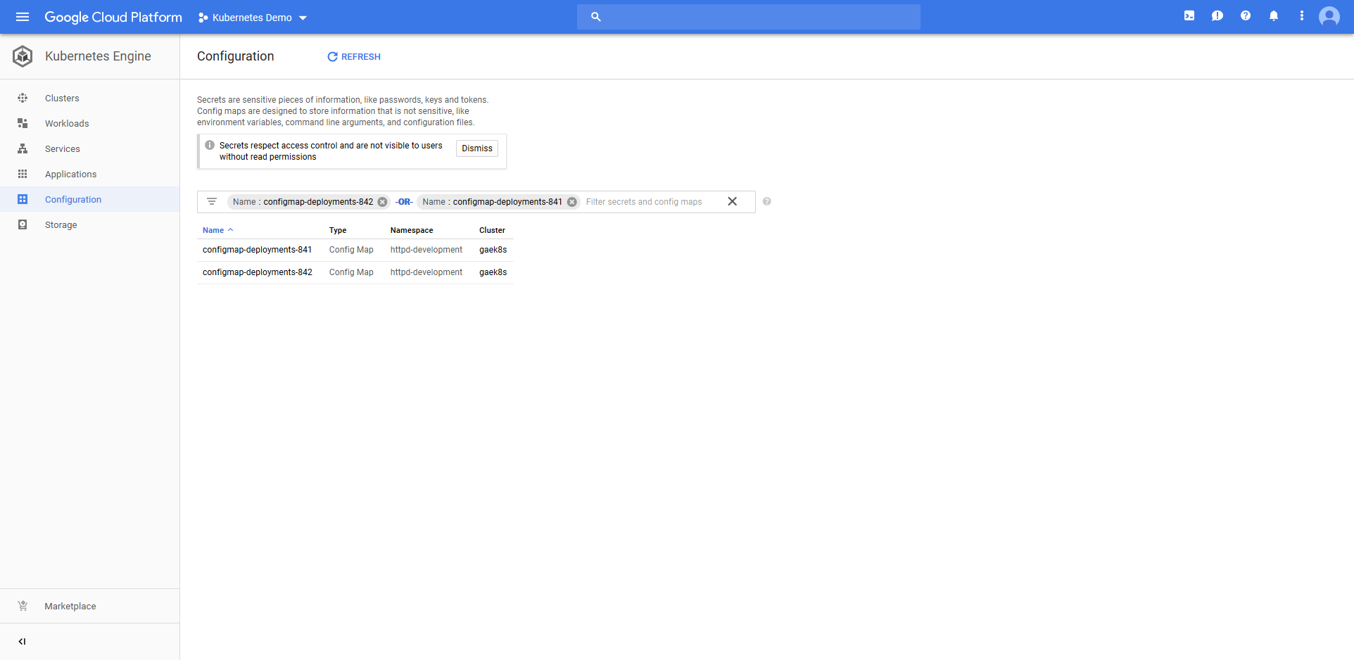 Kubernetes google cloud configmap 2