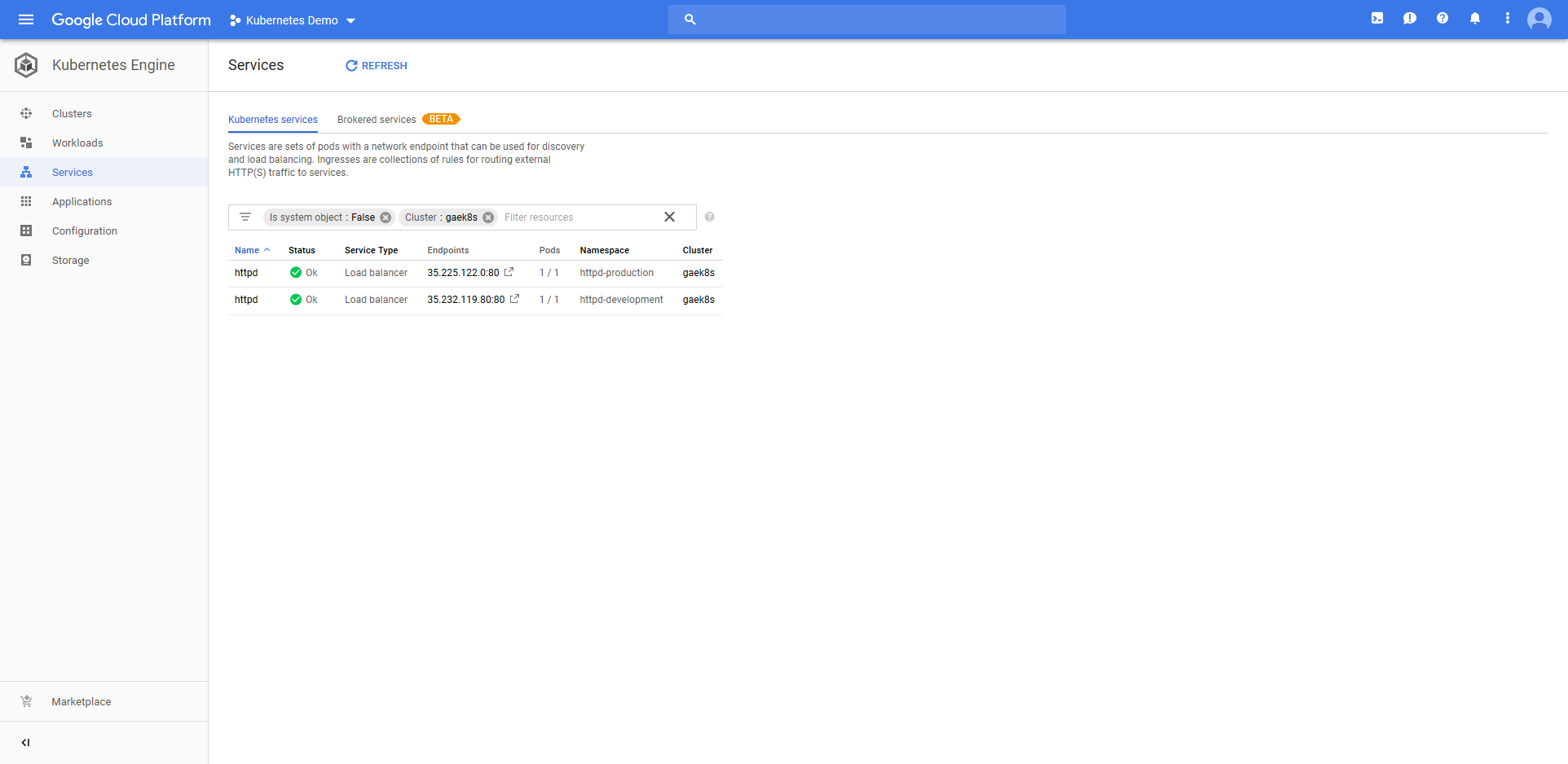 Kubernetes google cloud services2