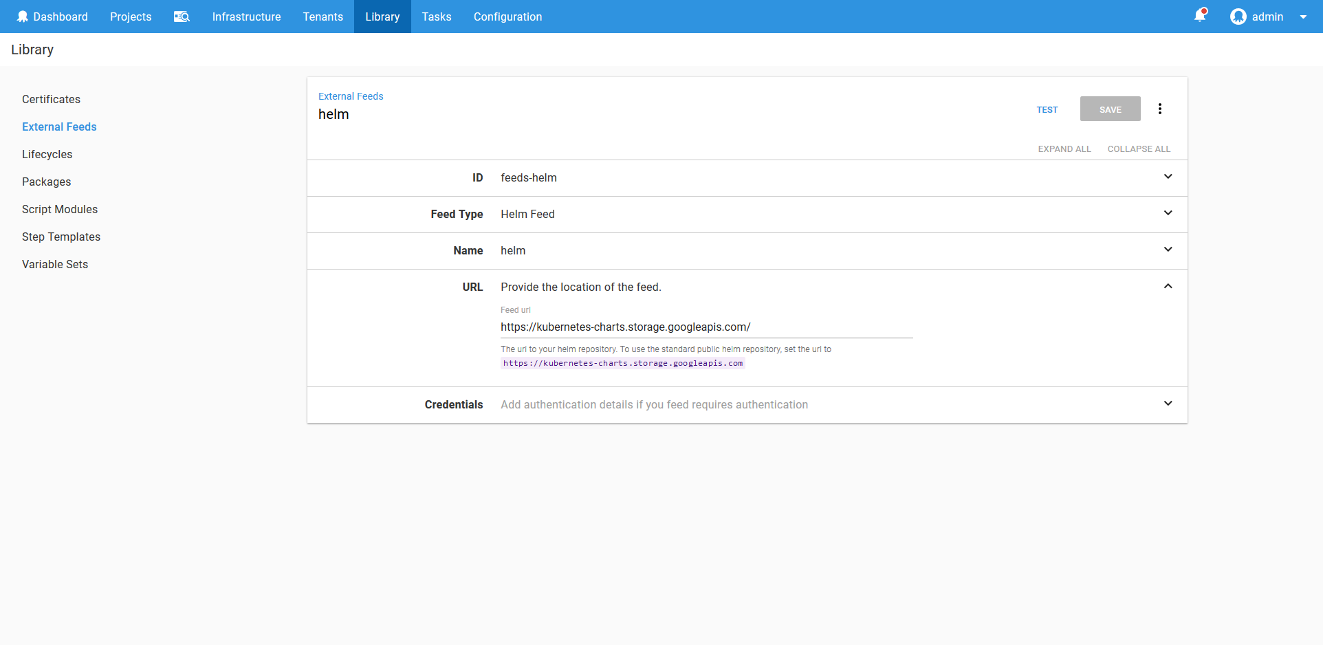 Kubernetes helm feed
