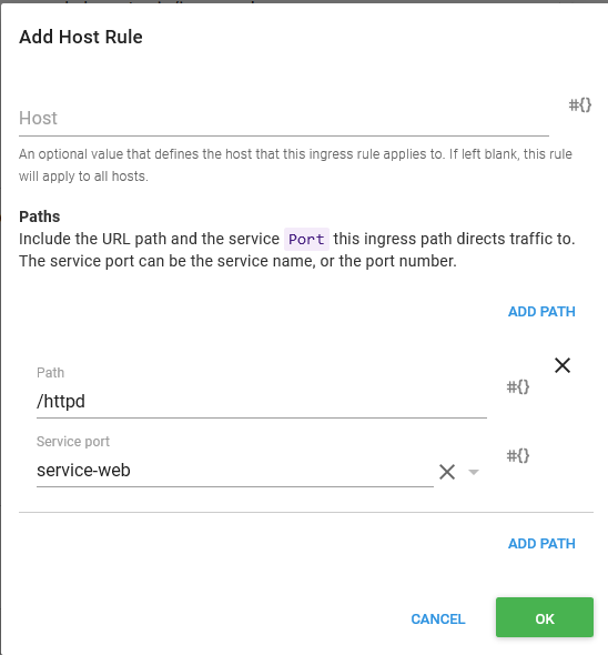 Kubernetes host rule
