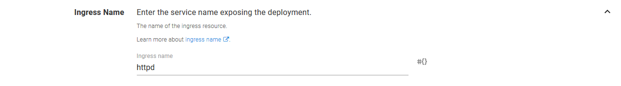 Kubernetes ingress name