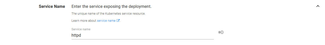 Kubernetes service name