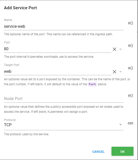 Kubernetes service port