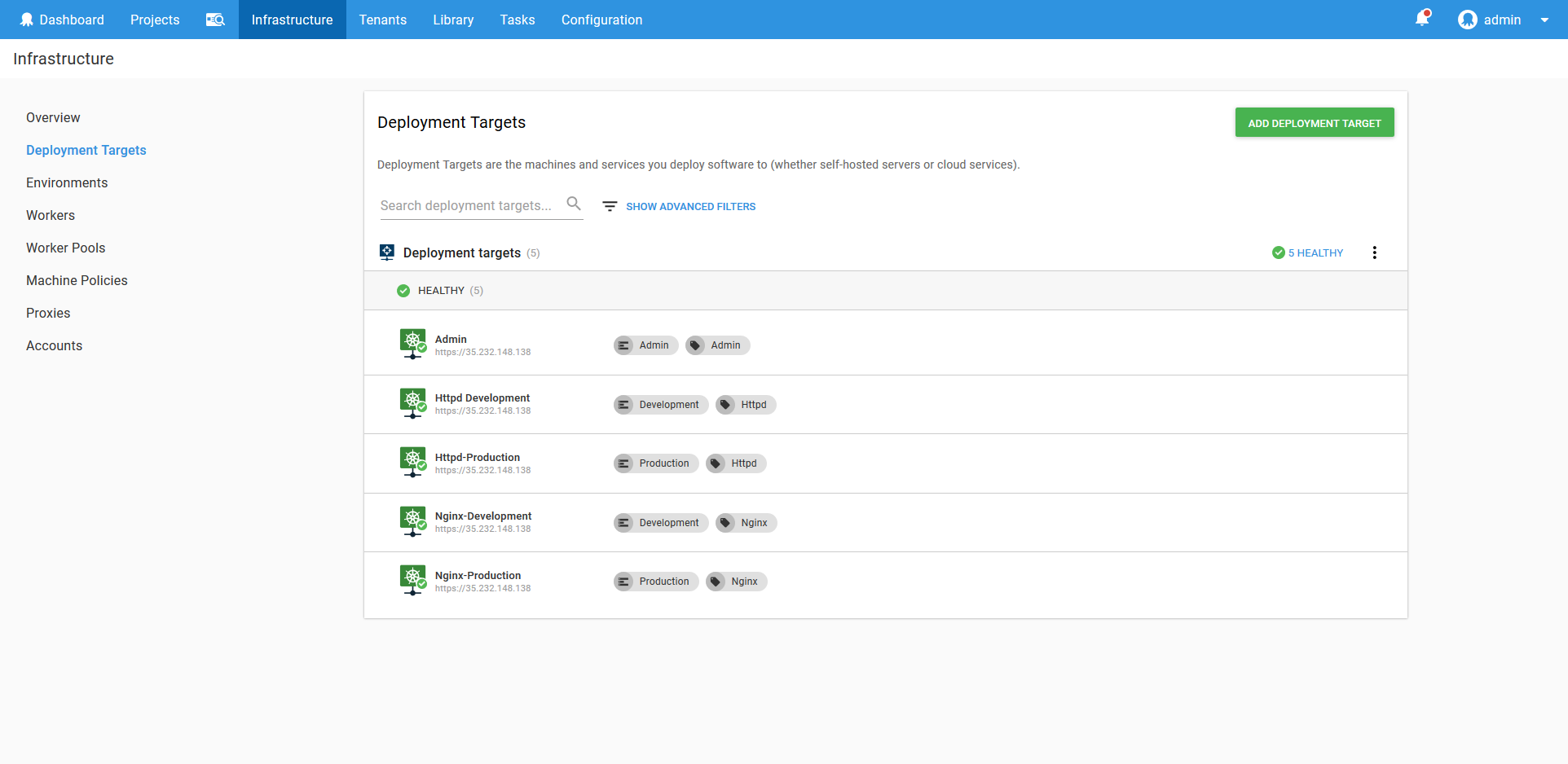 Kubernetes targets