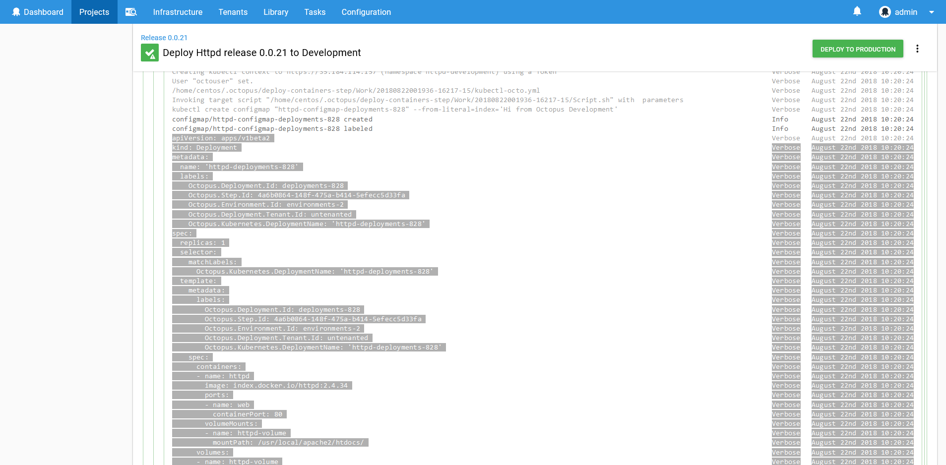 Kubernetes yaml output