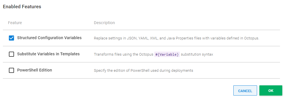 config variables