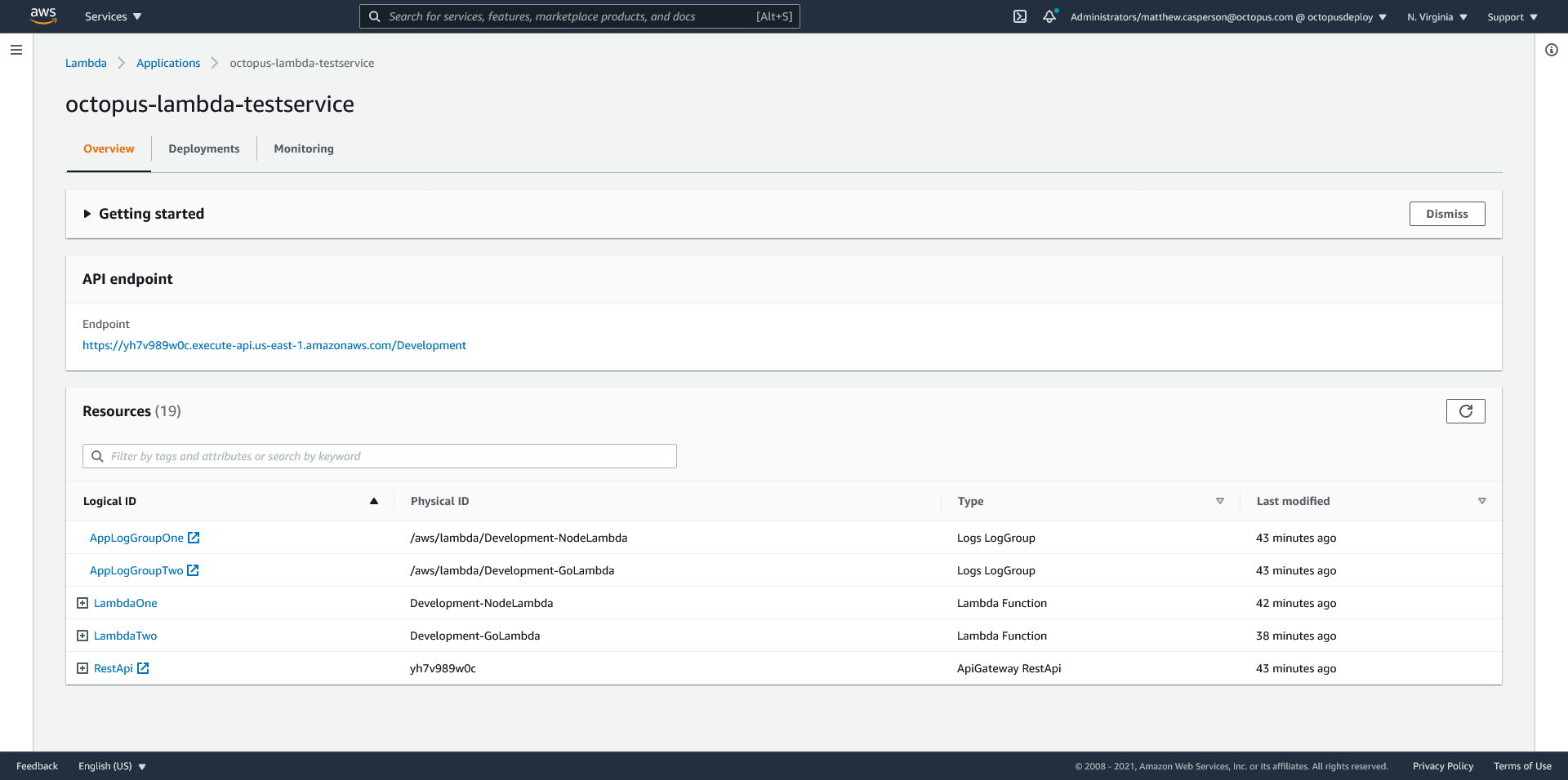 Lamda application dashboard