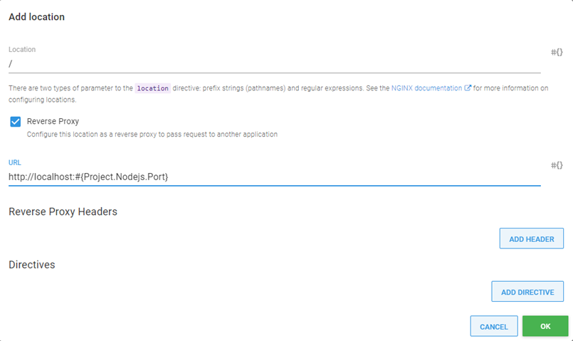 Octopus nginx add location