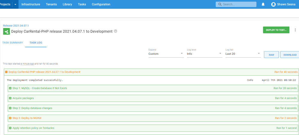 Octopus deploy success