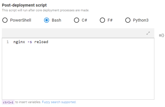 Octopus nginx post deploy script