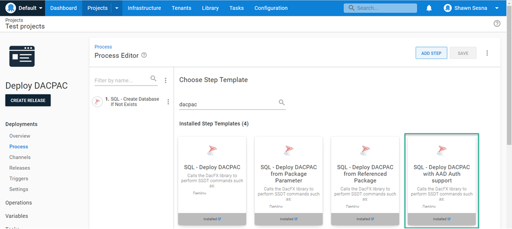 Octopus add deploy dacpac