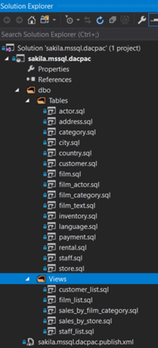 Visual studio database imported