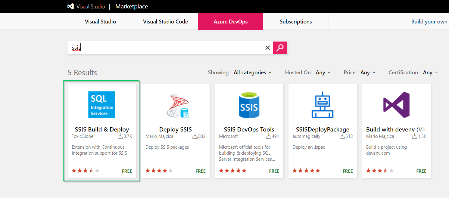 Build ado ssis task