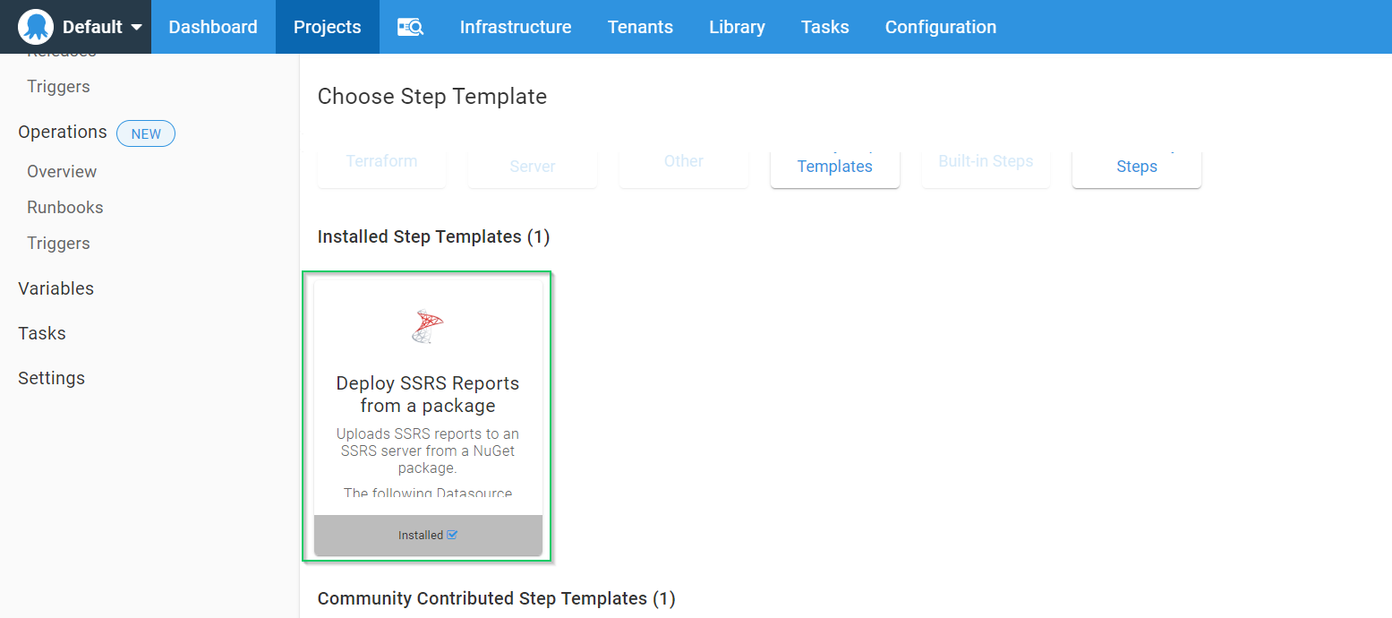 Octopus project ssrs step