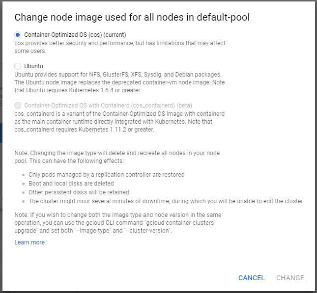 Container os options