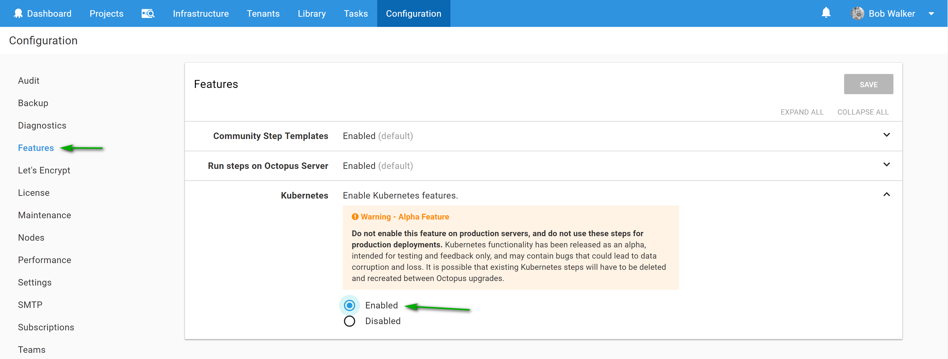 Enable k8s octopus deploy