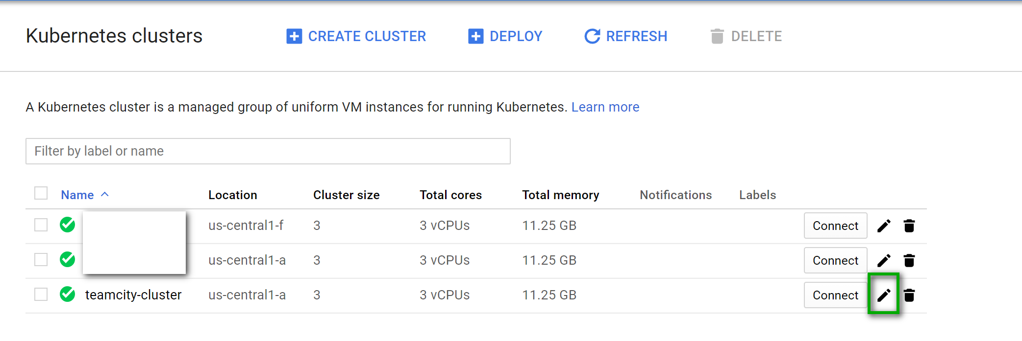 Gcp cluster dashboard
