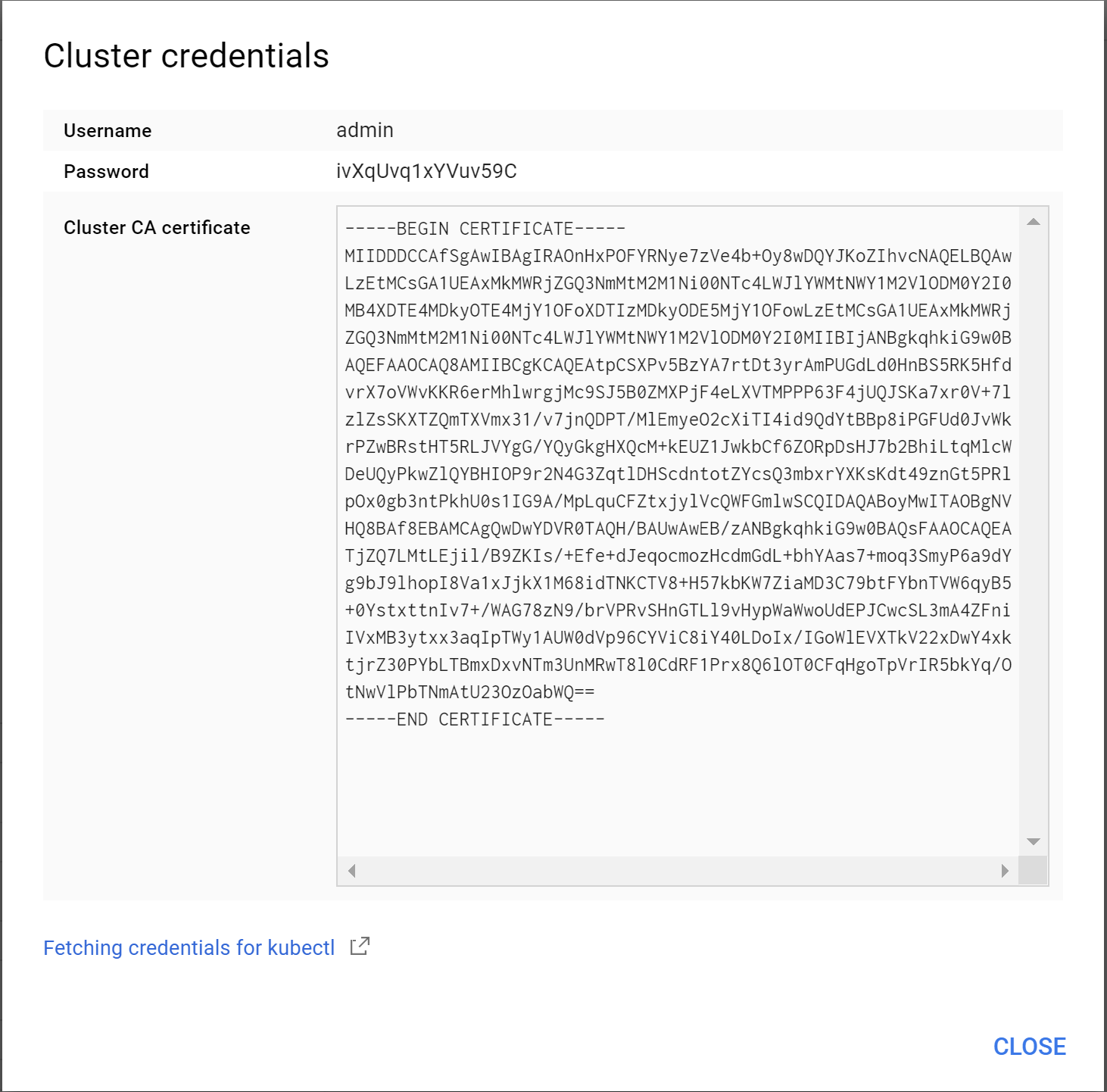 Gcp username pw