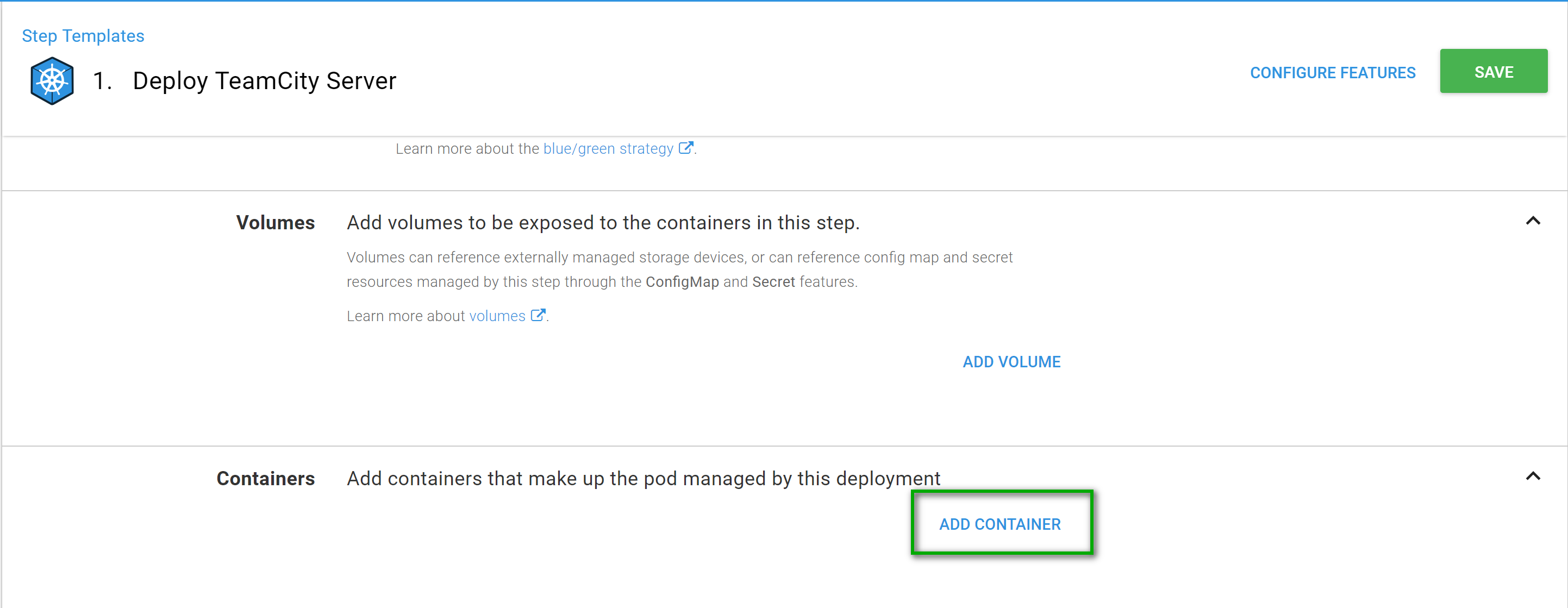 Octopus deploy add container